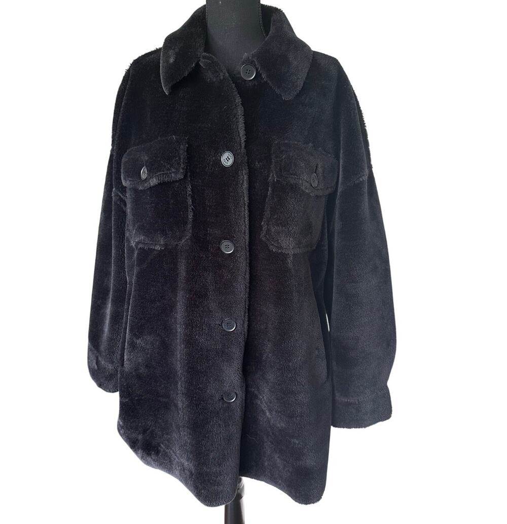 DKNY - Faux Fur Button Down Shacket - XL (Excellent Cond)